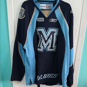 Mississauga Majors OHL Reebok Blue and Black Men's Jersey